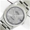 Rolex Mens Stainless Steel Gray Roman 36MM Datejust Wristwatch With Box