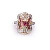 Image 1 : 18k Gold Ruby & Diamond Art Deco Style Cocktail Ring