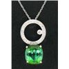 NEW 18k Gold 3.85 ctw Fiery Blue Green Tourmaline & Diamond Dangle Pendant & Cha