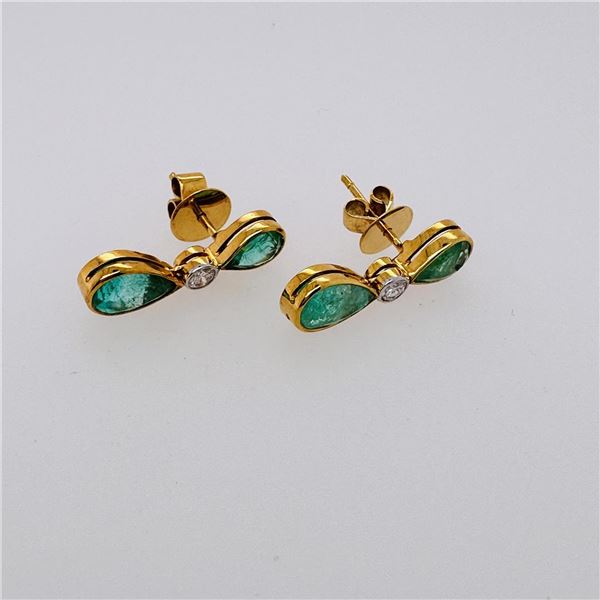 18K Yellow Gold & Emerald Earrings