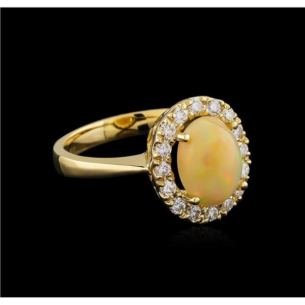 1.70 ctw Opal and Diamond Ring - 14KT Yellow Gold