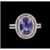 Image 2 : 1.48 ctw Tanzanite and Diamond Ring - 14KT White Gold