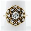 Image 1 : Antique 18K Gold 1.03 ctw European Transitional Diamond Cluster Beaded Dome Ring