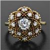 Image 2 : Antique 18K Gold 1.03 ctw European Transitional Diamond Cluster Beaded Dome Ring