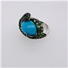 Image 1 : 18K White Gold, Turquoise, Tsavorite Garnet & Ruby Snake Ring by Victor Loo