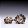 Image 3 : Pair of Mogul Style Silver Topped Gold Polki Diamond & Tourmaline Earrings