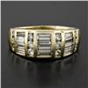 Image 2 : 14K Yellow Gold 1.88 ctw Channel Set Round & Baguette Cut Diamond Wide Band Ring