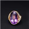 Image 1 : Large and Elaborate 18K Yellow Gold Amethyst & Diamond Cocktail Ring