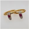 Image 1 : A Fine & Large Pair of 18K Yellow Gold, Ruby & Diamond Earrings