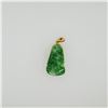 Image 1 : Antique Chinese Carved Jadeite Pendant Mounted in 18K Yellow Gold with Ruby