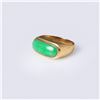 Image 2 : A Handmade 18K Yellow Gold & Jadeite Saddle Ring