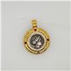 Image 1 : Large 18K Yellow Gold Ruby, Diamond & Ancient Silver Greek Coin Pendant by R. L.