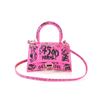 Image 1 : Balenciaga Pink Graffiti Printed Calfksin Leather Hourglass XS Top Handle Should