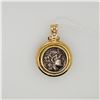 Large 18K Yellow Gold Pendant With Rubies, Diamonds & Ancient Silver Alexander T