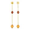 Image 3 : Estate 18K Yellow Gold Bead Citrine Textured Long Box Chain Drop Dangle Earrings