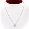 Image 1 : Petite 14k White Gold 0.13 ctw Shared Prong Round Brilliant Diamond Cross Pendan