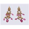 Image 3 : Pair of Mogul Style Silver Topped Gold Tourmaline & Diamond Earrings