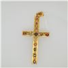 Image 1 : 18K Yellow Gold, Sapphire & Diamond Cross Pendant by Carlo Rici