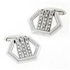 Image 2 : 14K White Gold .60 ctw Ideal Round Brilliant Pave Diamond Open Hexagon Cuff Link
