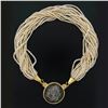 Image 9 : Vintage 18k Gold 16 Strand Pearl Necklace Spanish Piece of Eight Coin Pendant