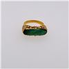 Image 1 : Vintage Chinese 22K Yellow Gold & Green Jadeite Saddle Ring