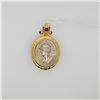 Image 1 : 18K Yellow Gold Pendant with Rubies & Vintage Silver Medallion