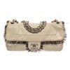 Image 1 : Chanel Light Grey Lambskin Leather Fringe Flap Shoulder Bag