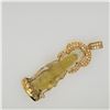 Image 1 : Large 18K Yellow Gold & Diamond Pendant with Carved Citrine Guanyin by Carlo Ric