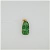 Image 1 : Antique Chinese Carved Jadeite Pendant Mounted in 18K Yellow Gold with Ruby