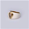 Image 2 : 18k Yellow Gold Enameled & Cognac Diamond Ring