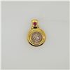 18k Yellow Gold Tourmaline & Greek Coin Pendant