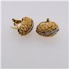 Pair Italian 18K Gold & Diamond Earrings