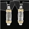 Image 2 : 14K White Gold 0.75 ctw Princess Cut Invisible Set Diamond Huggie Hoop Earrings