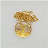 Image 1 : Vintage 23K Gold 50 Peso Coin With Diamonds on 22K Gold Chain