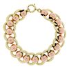 Image 1 : Retro Vintage 14k Rose Green Gold Wide Ball & Flat Cable Link 6" Chain Bracelet