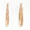 Image 3 : New Plain 14K Rose Gold Puffed High-Polished Rounded Triangle Hoop Snap Earrings