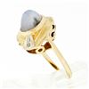 Image 8 : Vintage 14K Gold 6.85 ctw Oval Cabochon Gray Star Sapphire & Diamond Cocktail Ri