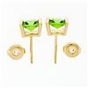 Image 5 : Classic 14K Yellow Gold 2.60 ctw Square Cut Channel Set Peridot Post Stud Earrin