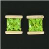 Image 6 : Classic 14K Yellow Gold 2.60 ctw Square Cut Channel Set Peridot Post Stud Earrin