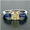 Image 2 : Platinum 18k Gold 2.61 ctw GIA Fancy Yellow Radiant Diamond Marquise Sapphire Ri