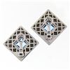 Image 2 : Chopard 18k White Gold 5.40 ctw Step Cut Blue Topaz Large Square Pyramid Earring