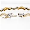 Image 4 : Solid 18K TT Gold 1.40 ctw Fine Round Brilliant Diamond Wavy Link Tennis Bracele