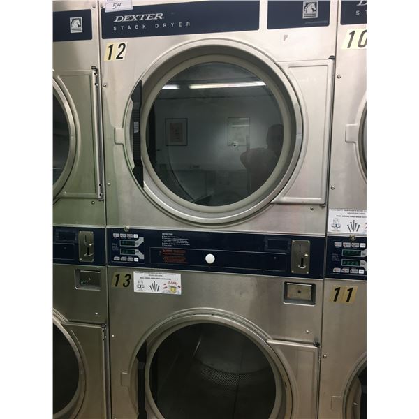 DEXTER THOROUGHBRED COMMERCIAL COIN OPERATED STACK DRYER #12/13 (S/S FRONT)