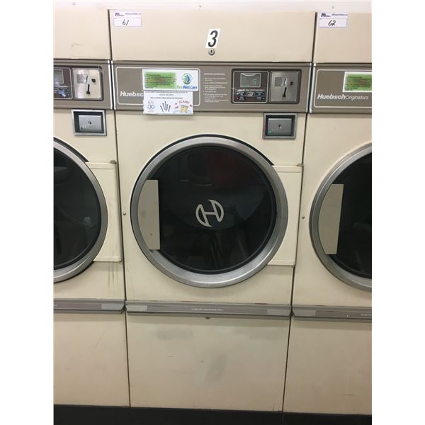 HUEBSCH ORIGINATORS 30 COMMERCIAL COIN OPERATED DRYER #3 (LIGHT BEIGE FRONT)