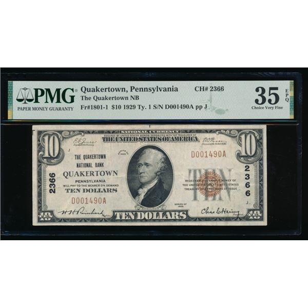 1929 $10 Quakertown PA National PMG 35EPQ