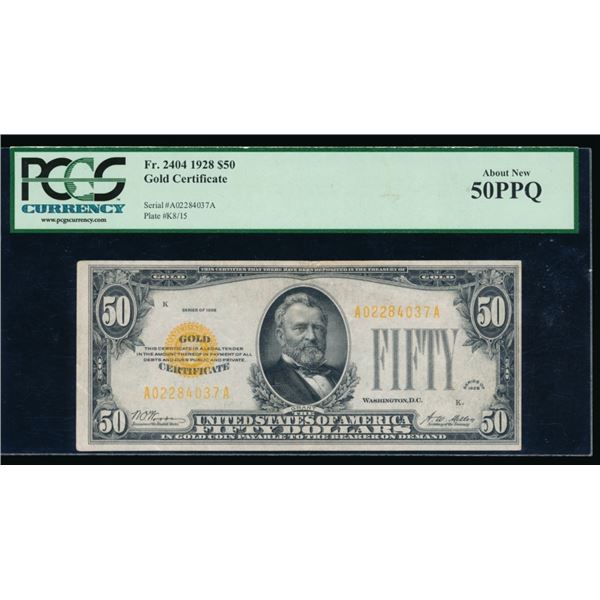 1928 $50 Gold Certificate PCGS 50PPQ