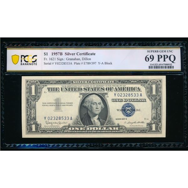 1957B $1 Silver Certificate PCGS 69PPQ