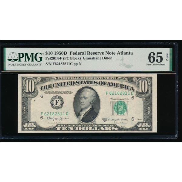 1950D $10 Atlanta FRN PMG 65EPQ