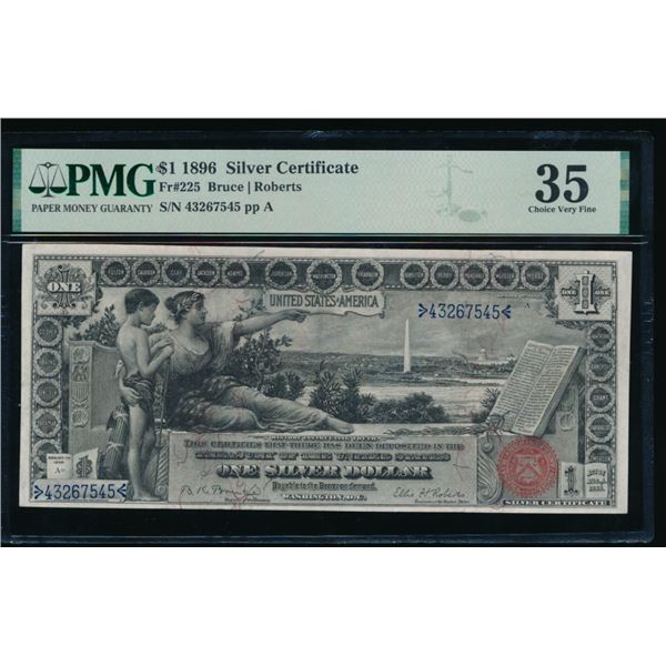 1896 $1 Educational Silver Certificate PMG 35