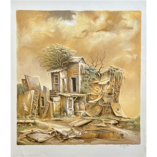 Jacov Nowogroder Old House Hand Signed Limited Edition Lithograph